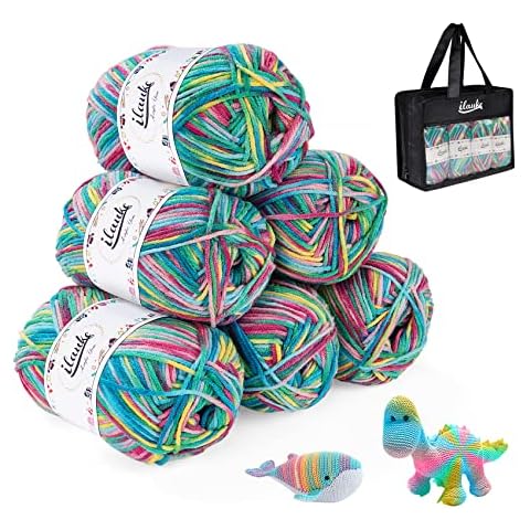 ilauke 6 Pack Colourful Acrylic Crochet Yarn Cover
