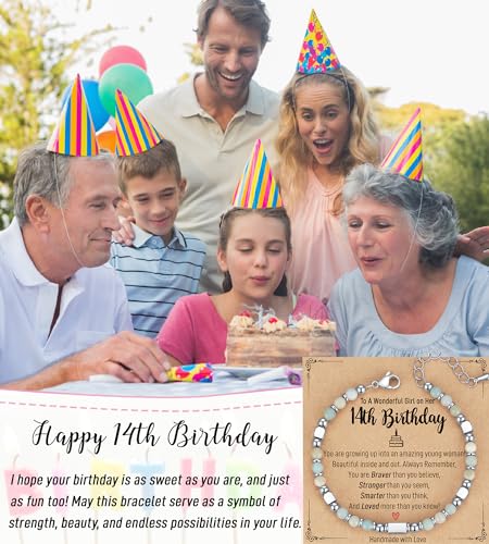 Image of AryaHozel 4mm Natural Stone Bracelet with Birthday Cards, 6-21 Year Old Birthday Gifts for Girls Daughter Granddaughter Niece Sister Women Friends