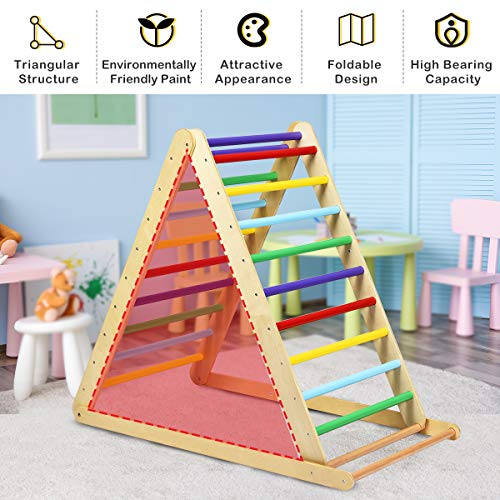 Honey Joy Triangle Climber With Ramp, 2-In-1 Indoor Toddler Climbing Triangle Set With Ladder & Slide, Foldable Wooden Kids Climbing Toys For Playground, Gym & Daycare, Gift For Boys Girls (Colorful) #TOP3