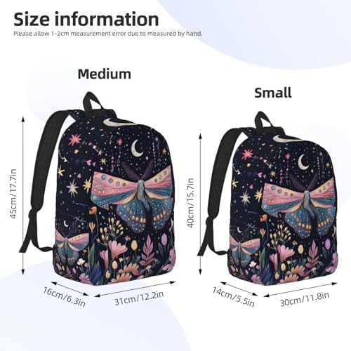School Backpack Witch Butterfly Moth Pattern Flower Laptop Rucksack Work Bookbag Casual Daypack for Women Men Boy Girl Student Travel Hiking 18 Inch4