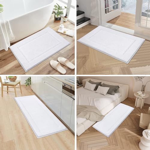 Pauwer 3 Piece Plush Bath Mat Set, Non Slip Shaggy Bathroom Rugs with U-Shaped Contour Toilet Mat for Bedroom Living Room