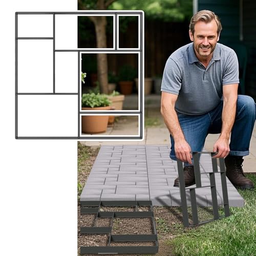 NAIZY 1 molde para hormigón, 50 x 50 cm, 8 rejillas, forma cuadrada, para pavimento, hormigón, plantilla de plástico, para estribos de jardín, césped