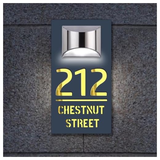 Personalized Solar Address Sign Lighted House Numbers for Outside Custom House Numbers and Address Sign LED Illuminated Address Numbers for House Waterproof Address Plaque for Home Street Yard Garden Outside (Rectangular)