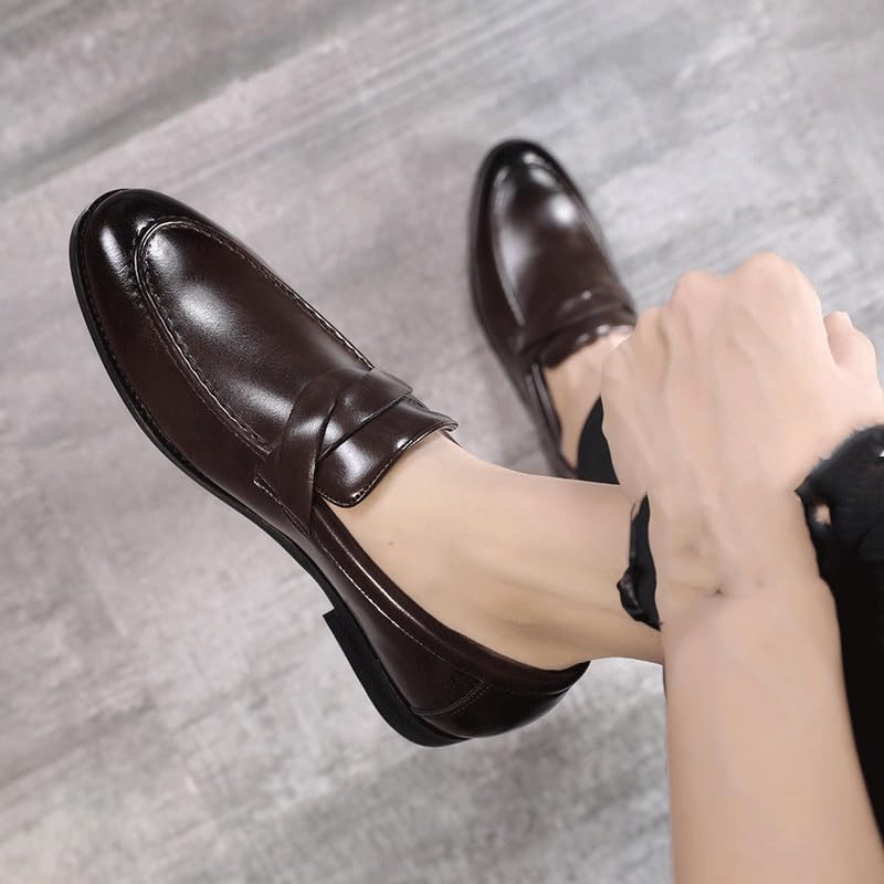 Dress Oxford Formal Shoes for Mens Party Working Leather Heel Non Slip Anti-Slip Low Top Rubber Sole Prom Wedding Plain Toe Slip-on3