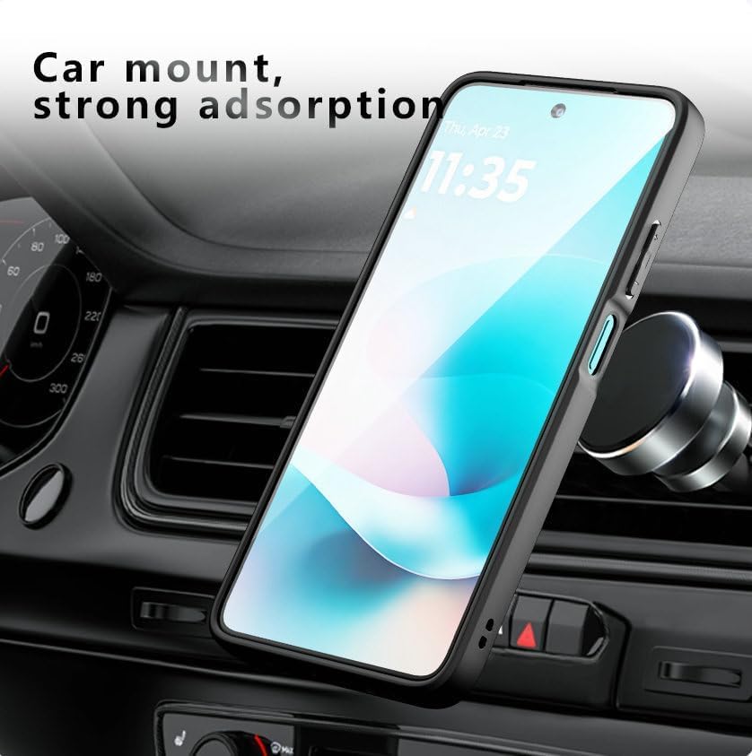 Image of Magnetic Case for Moto G67 Power 5G Case [Compatible with Magsafe Accessory] Translucent Matte Back Shockproof Protective Phone Case, Matte Black