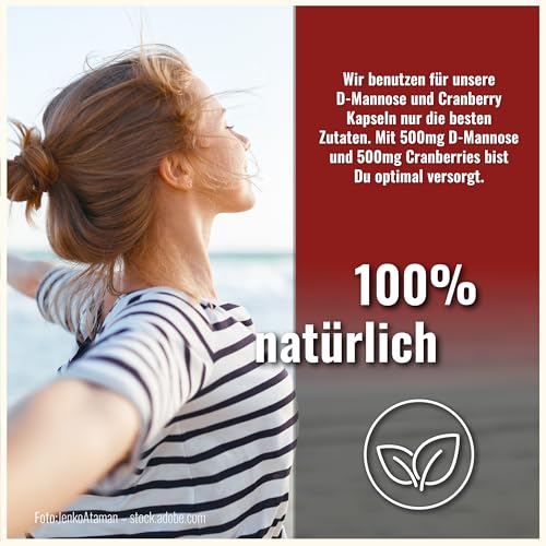 D-Mannose Cranberry Kapseln hochdosiert - 200 Stück 500 mg pro Tagesdosis – Ansicht 3