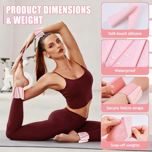 Image of BECOJADDE Ankle Weights for Women Wrist Weights Set of 2 (1 lb /2 lb Each) Adjustable Arm Leg Weight for Womens Men Suitable for Walking Swimming Running Pilates Yoga Gym
