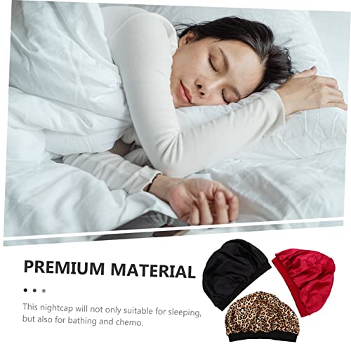 Bonnets de nuit élastiques en satin fin imprimé léopard - 6