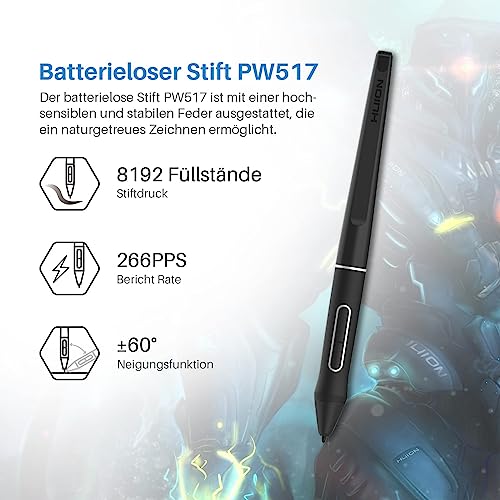 HUION Kamvas 13 Grafiktablett mit Display, 13,3 Zoll Volllaminatbildschirm Pen Display, 8...