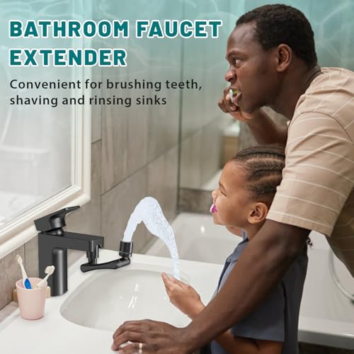 Image of CECEFIN 1440 Rotating-Faucet-Extender Sink Aerator - 1080+360 Large-Angle Splash Tap Extension with 2 Water Outlet, Swivel Multifunctional Robotic Arm for Kitchen /Bathroom, Black