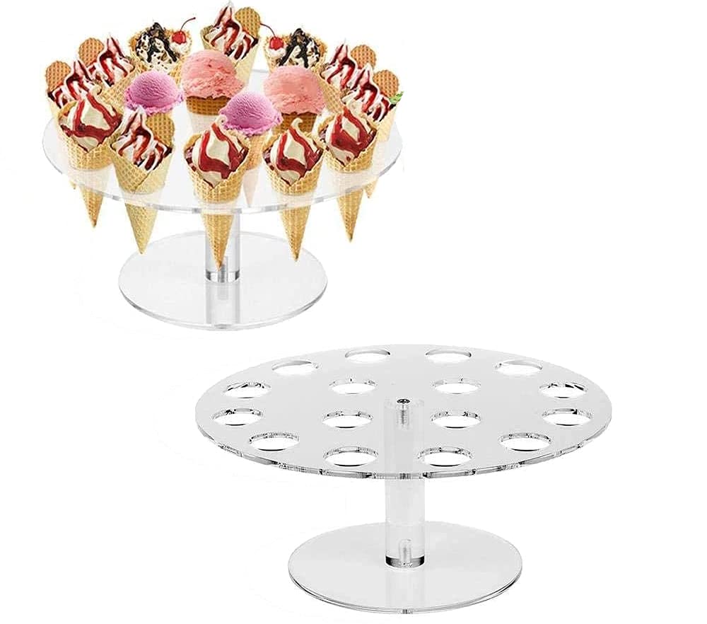 Buy WWmily 1 Pack Acrylic Ice Cream Cone Holder Stand with 16 Holes