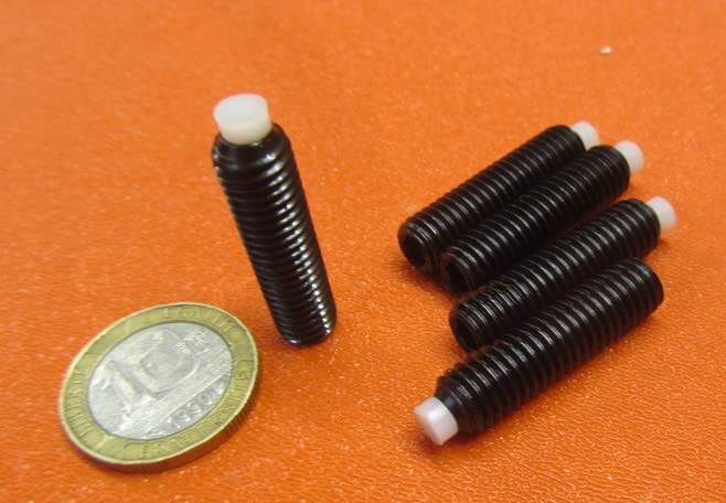 Black Oxide Steel Nylon Tip Set Screw M8 x 1.25 mm x 30 mm Thread Length 5 pcs