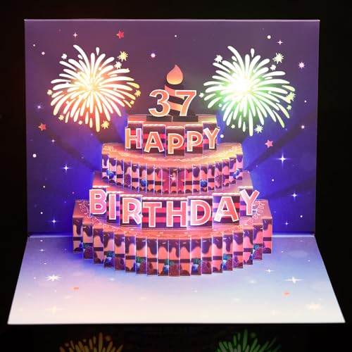 Carte d'anniversaire 37e anniversaire Yinqing pop-up 3D cadeau original mari et épouse