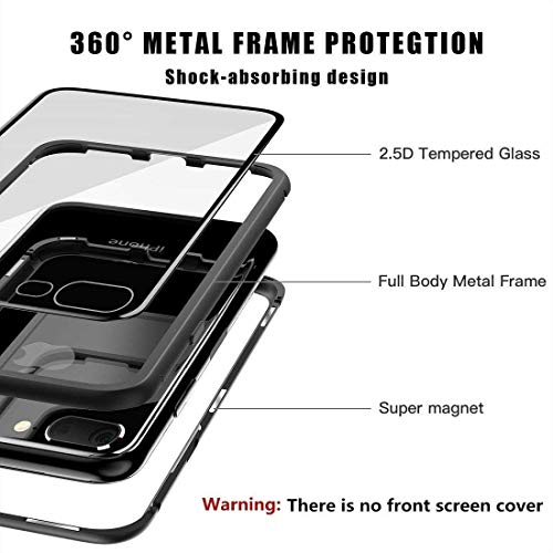 Image of The Little Shop Back Cover Case for Realme 5 Pro Magnetic Metal Frame Tempered Glass (only at The Back) with Built-in Magnets Bumper Hard Back Case (Silver)