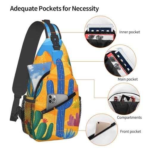 Mochila tipo bandolera con patrón cactus para mujer y hombre miniatura 4