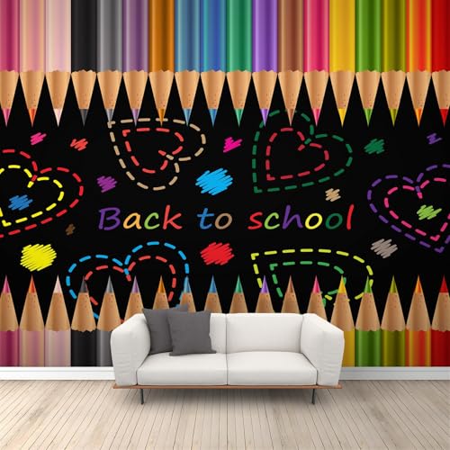 Papier peint crayon coloré graffiti 3D pour chambre enfant