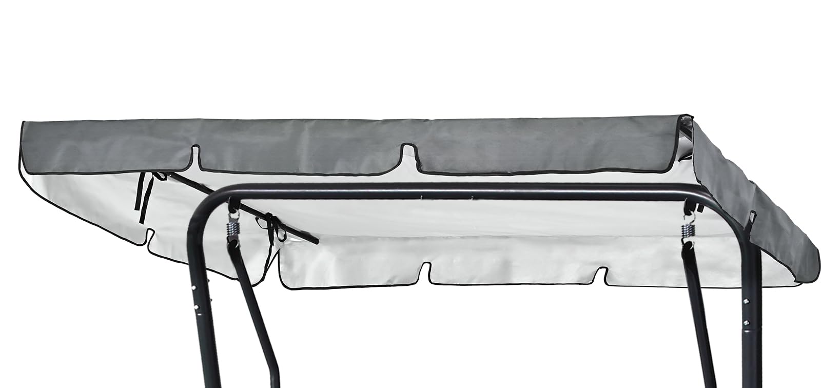 Alishomtll Columpio de jardín de 210 x 145 cm, 420D Oxford universal, toldo de 3 plazas, resistente al agua, techo para columpio de jardín, protección UV, color gris
