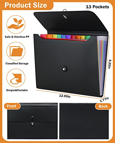 Cesil Accordian File Organizer Expanding File Folder, 13 Pockets File Holder Organizer, A4 Letter Size Paper Document Receipt Organizer Accordion Filing Folder For Classroom, Home, Office And Travel #TOP3