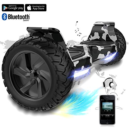 Hover Scooter Board SUV de 8,5 Pulgadas, Todo Terreno 700 W, Función APP, Bluetooth y LED, Equilibrio Automático de Patinete Eléctrico para...