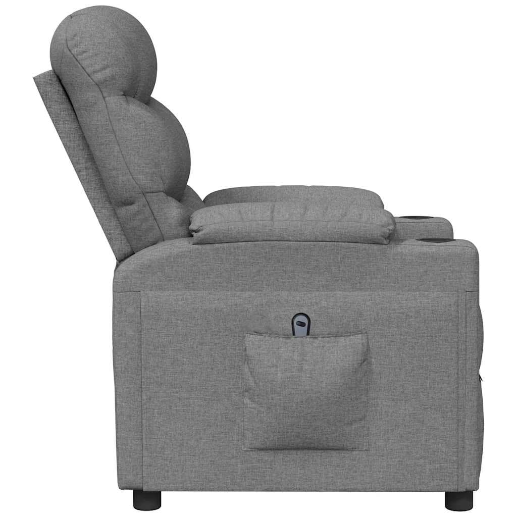 Elektrischer Relaxsessel Hellgrau Stoff mit Liegefunktion, ergonomisches Design für Wohnzimmer Büro Lounge, bequemer Fernsehsessel, Polster, drehbar, Stabiler Rahmen, modern Komfort
