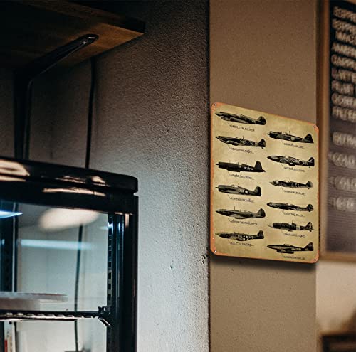 Charcasus Wwii Fighter Planes Metal Tin Sign Wall Decor Man Cave Military Fan Gift Home Bar Pub Decorative Military Posters 12X8 Inch #TOP2