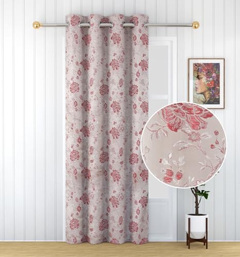 Image of FRESH FROM LOOM Curtains for Door 12 Feet Long | Big Window Curtain Premium Polyester Weaved Parda | Modern Parde for Living Room Bedroom | Home Office Jacquard Screens (Maroon, 12ft, 1pc)