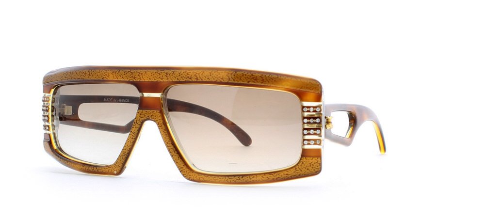 Claudia Carlotti Mercury CS 122 Brown Rectangular Certified Vintage Sunglasses For Mens and Womens