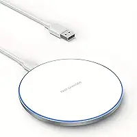 Carregador por Indução, Cabo TIPO-C, Compatível com aparelhos Android e iPhones com padrão Qi, 20W Turbo, Carregamento Sem Fio (Branco)