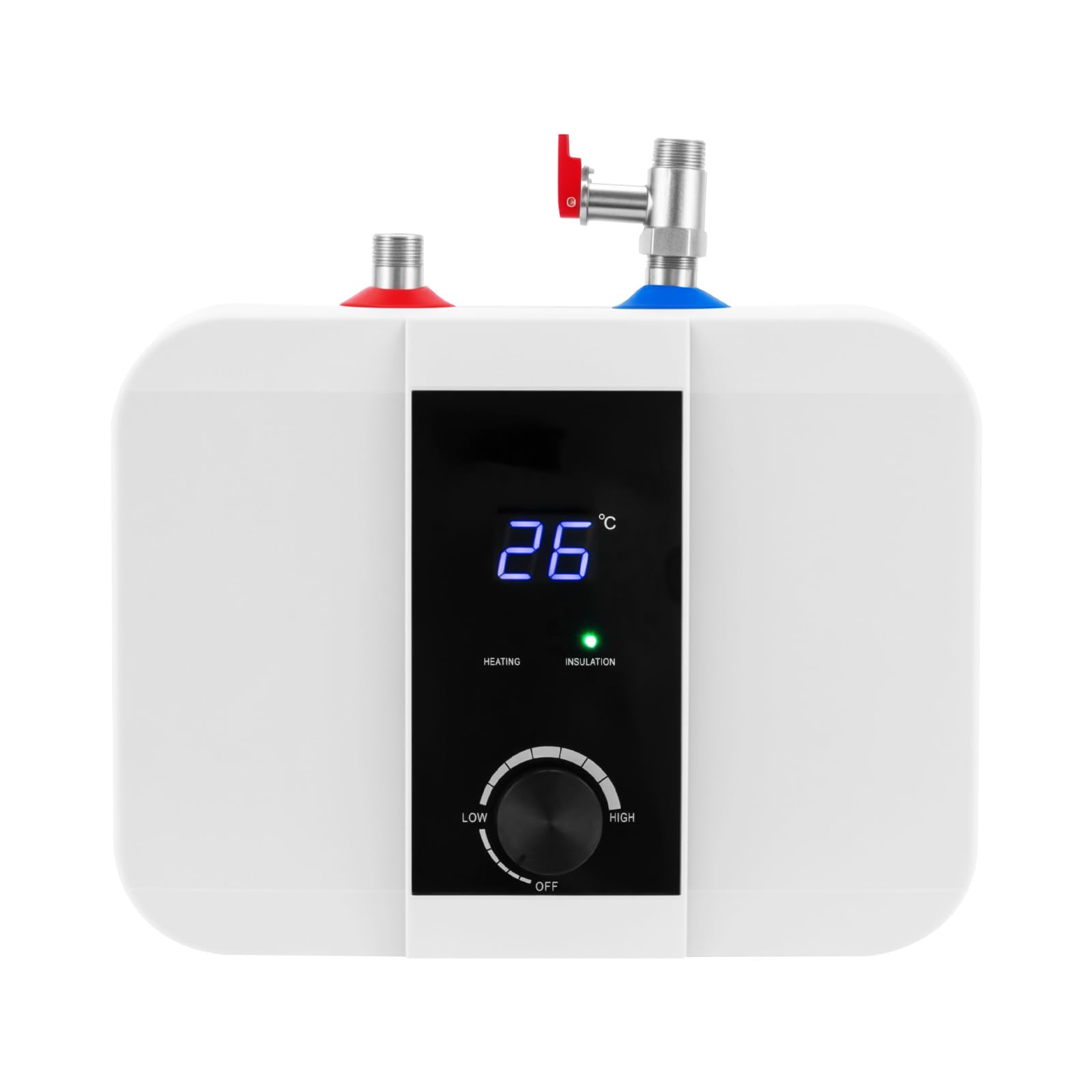MINRS Mini chauffe-eau électrique 6 l 1500 W - Avec affichage de la température LED lisible - 220 V - Eau chaude à 0 65 °C - Pour cuisine, salle de bain