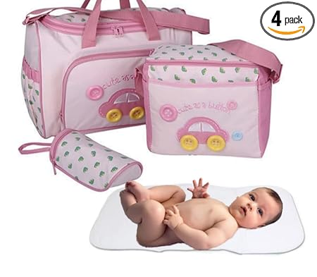 4 pcs Set Diaper Changing Totes,Hospital Bags for Labor and Delivery,Maternity Tote, Waterproof, Multi-Functional, Large Capacity for Mom and Dad (Pink)