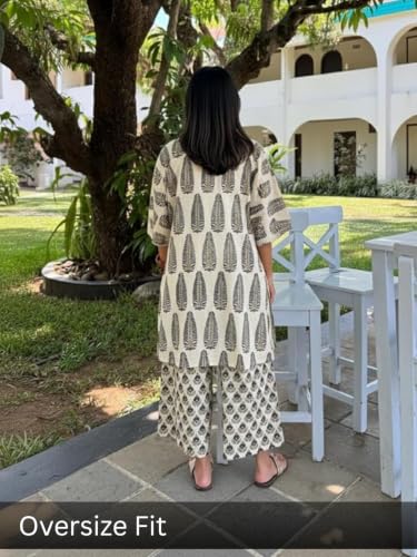 Image of Leriya Fashion Women s Rayon Kurta Pant Set | Casual Style Ethnic Co ord Set for Women Stylish | Black Print Kurti for Office & Daily Travel Outfit | Geometric Kurta Sets for Woman