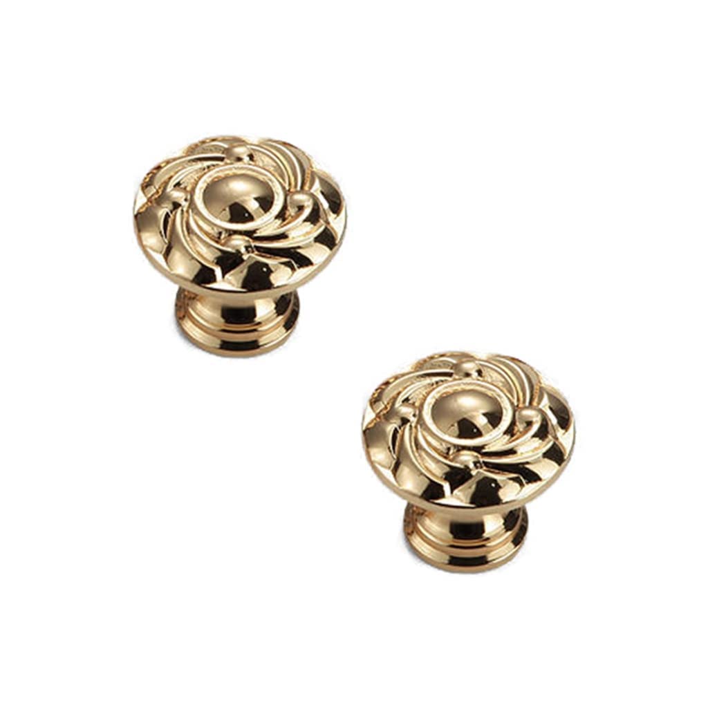 CcHhyyt 2 Pack Brass Cabinet Knobs Antique Floral Pattern Cupboard Knobs Metal Drawer Knobs Solid Brass Kitchen Hardware Black Round Knobs Handles for Cabinet Drawer Wardrobe (Single Hole