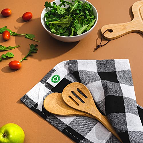 Cotton Black And White Buffalo Plaid Kitchen Towels - 12 Pack Soft Checkered Black And White Dish Towels - Machine Washable Gingham Black And White Hand Towels - Plaid Dish Cloths - 28”X20” (12 Pack) #TOP3