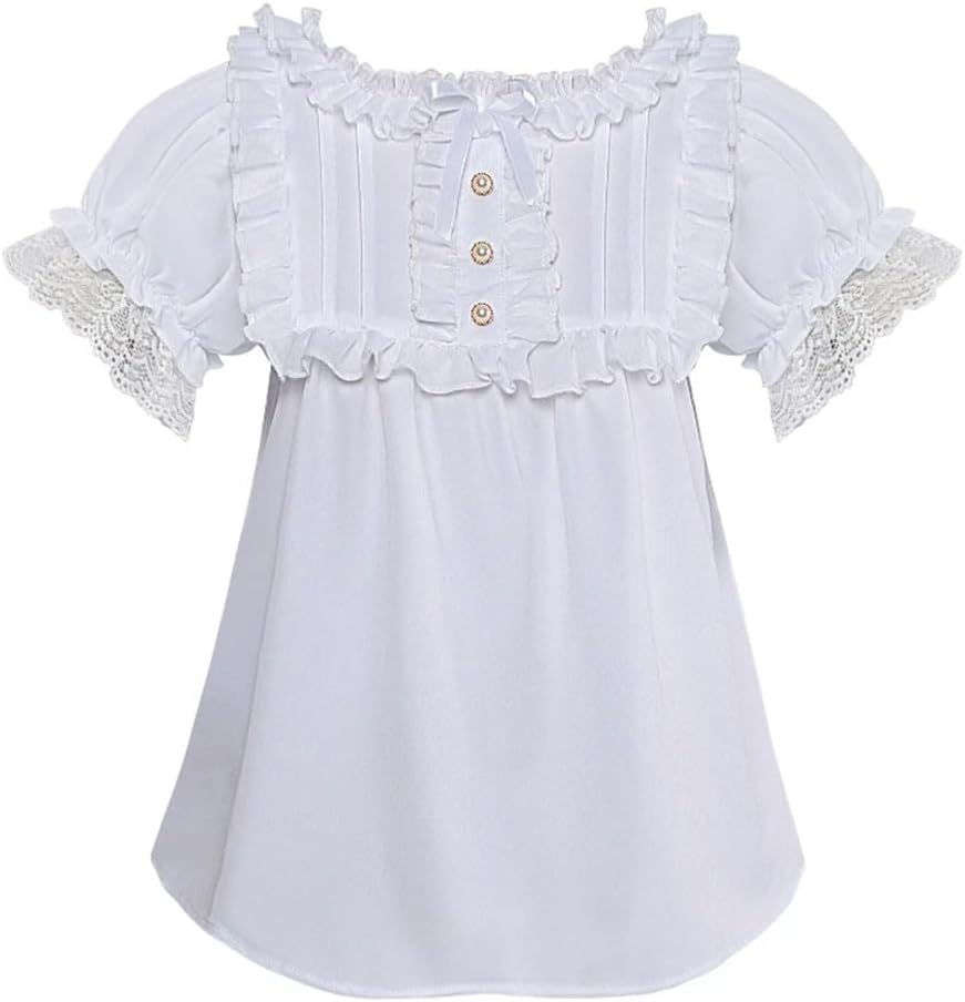 Women's Vintage Short Sleeve Lace Shirt