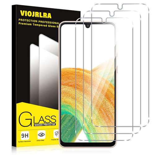 Viojrlra 3 Piezas Protector de Pantalla para Samsung Galaxy A33 5G /A22 4G, Cristal Templado HD 9H Dureza, Anti-arañazos Antihuellas Sin Burbujas Transparente Vidrio Película