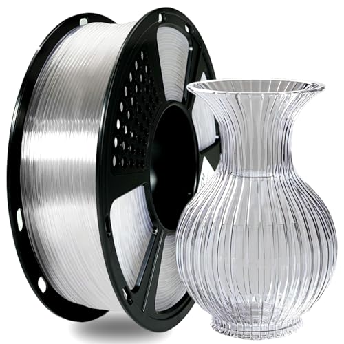 Image of PLA Filament 1.75mm Clear, 3D Printer Filament 1kg Spool (2.2lbs), Neatly Wound, + /- 0.02mm Precision, No Clog /Bubble, Excellent Layer Adhesion, Fits Most FDM Printers