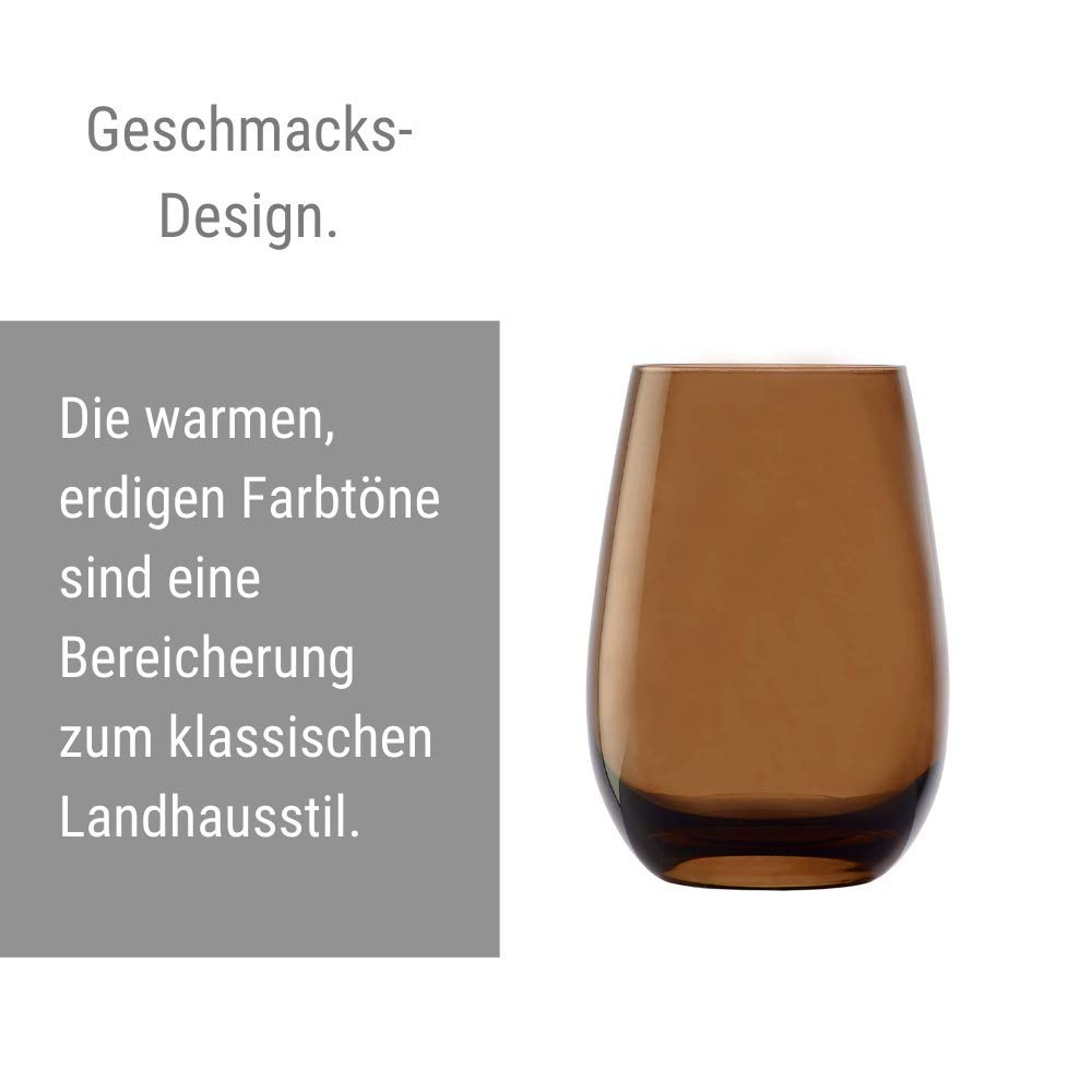 Stölzle Lausitz Wassergläser Elements Mediterraner Mix 6er-Set 465ml – Allroundgläser auch für Saft & Cocktails – Hochwertige Trinkgläser aus bleifreiem Kristallglas – Spülmaschinengeeignet & stoßfest