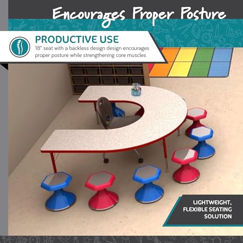 Image of Learniture Backless Active Learning Stool for Office Desks and Classrooms, Active Learning Wobble Chair with Rocking Motion, 18 inchH, Black