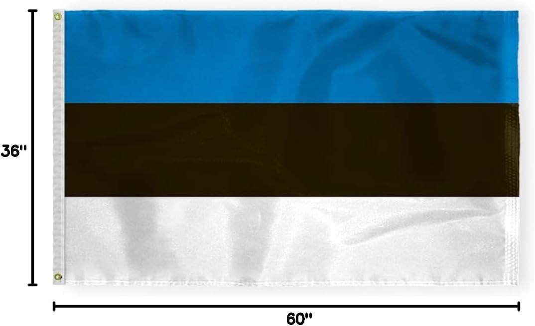 AGAS Estonia Flag 3x5 ft 200D Nylon Fabric Double Stitched Canvas Header Brass Grommets Fade Resistant & Vivid Colors Can be Hung on Flagpole Outside or Indoors on a Wall