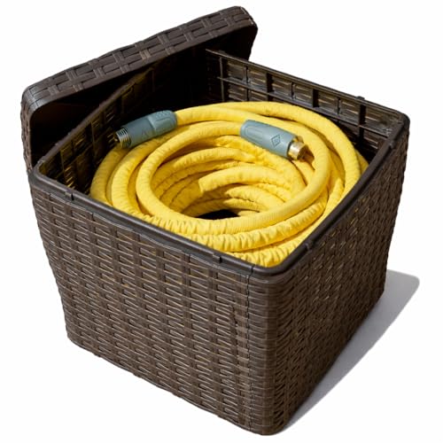 Outdoor Garden Hose Storage Holder Decorative Lawn Box Storage for Garden Tools Dog Toys Sports Balls and Pool Accessories 200ft Lightweight Hose Capacity