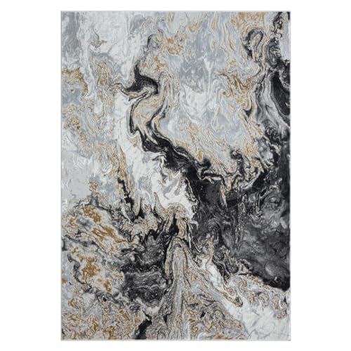 LUXE WEAVERS Marble Swirl Abstract Area Rug, Smoke 6x9 - Image 3