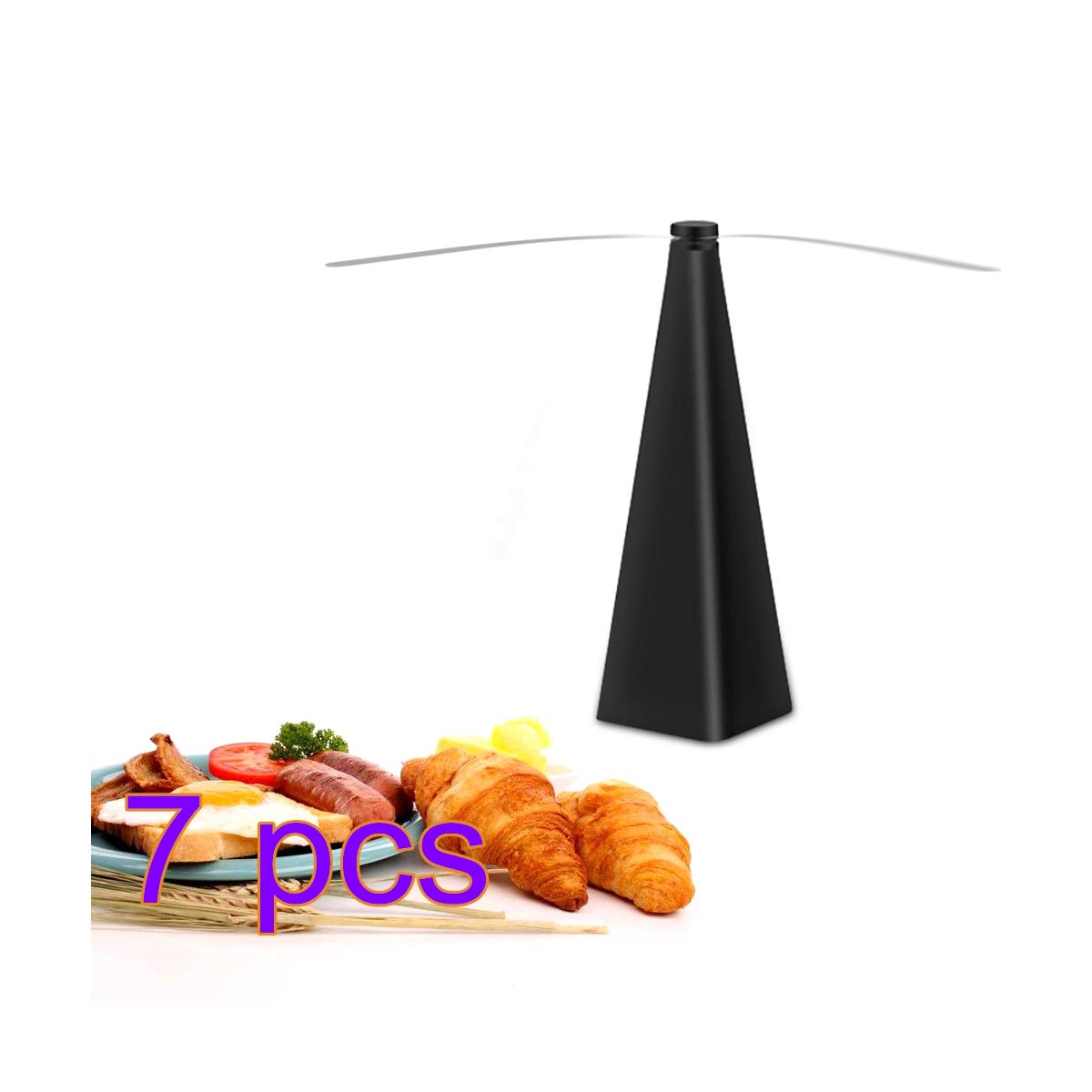 Jiaji 7Pcs Fly Repellent Fan, Repeller Keep Flies and Bugs away from Your Food,chemical free fly repellent(without Battery)