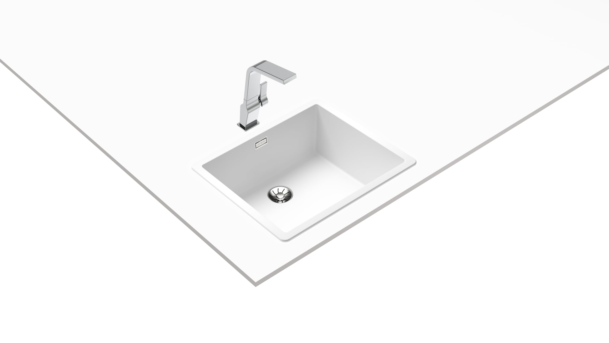 TEKA Fregadero Tegranite+ 1 Cubeta, Doble Instalación Encastre o Bajo Encimera, Resistente a Impactos, Acabado No Poroso, Profundidad 20cm, Modelo Radea R10 50.40 M-TG