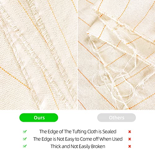 79"X59" Tufting Cloth With Yellow Marked Lines For Rug Tufting, 70"X39" Non-Slip Backing Felt Cloth For Tufted Rugs, Monk Cloth Rug Tufting Kit For Tufting Gun, Punch Needle, Rug Hooking #TOP4