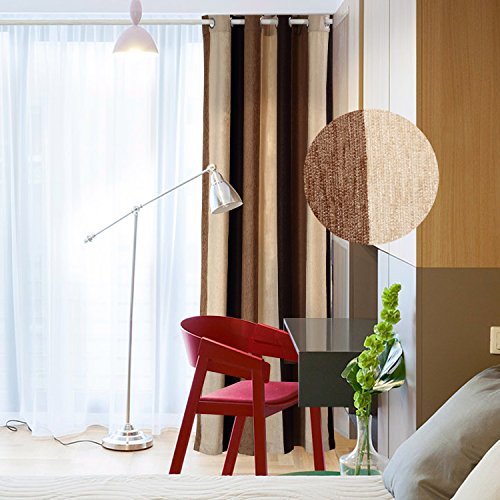 Viagl CL006 Bedroom Curtains Absolute Heat Insulation Chenille Vertical Striped Color Window Curtains Living Room Buttonhole Curtains Single Panel thumb #1