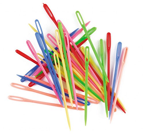 Chengyida 100 Pcs 7Cm/2 3/4"Plastic Hand Sewing Yarn Darning Tapestry Needles Plastic Lacing Needles Notions Craft (Random Color) #TOP18