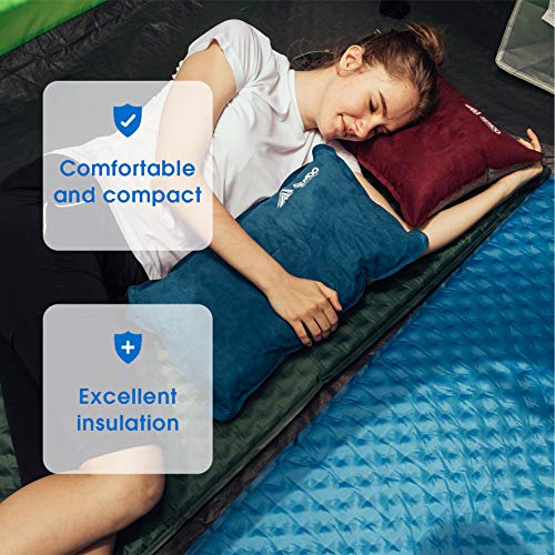 SEMOO Camping Pillow/Self Inflating Air Pillow, Compressible for Camping, Travel and Backpacking (Red)