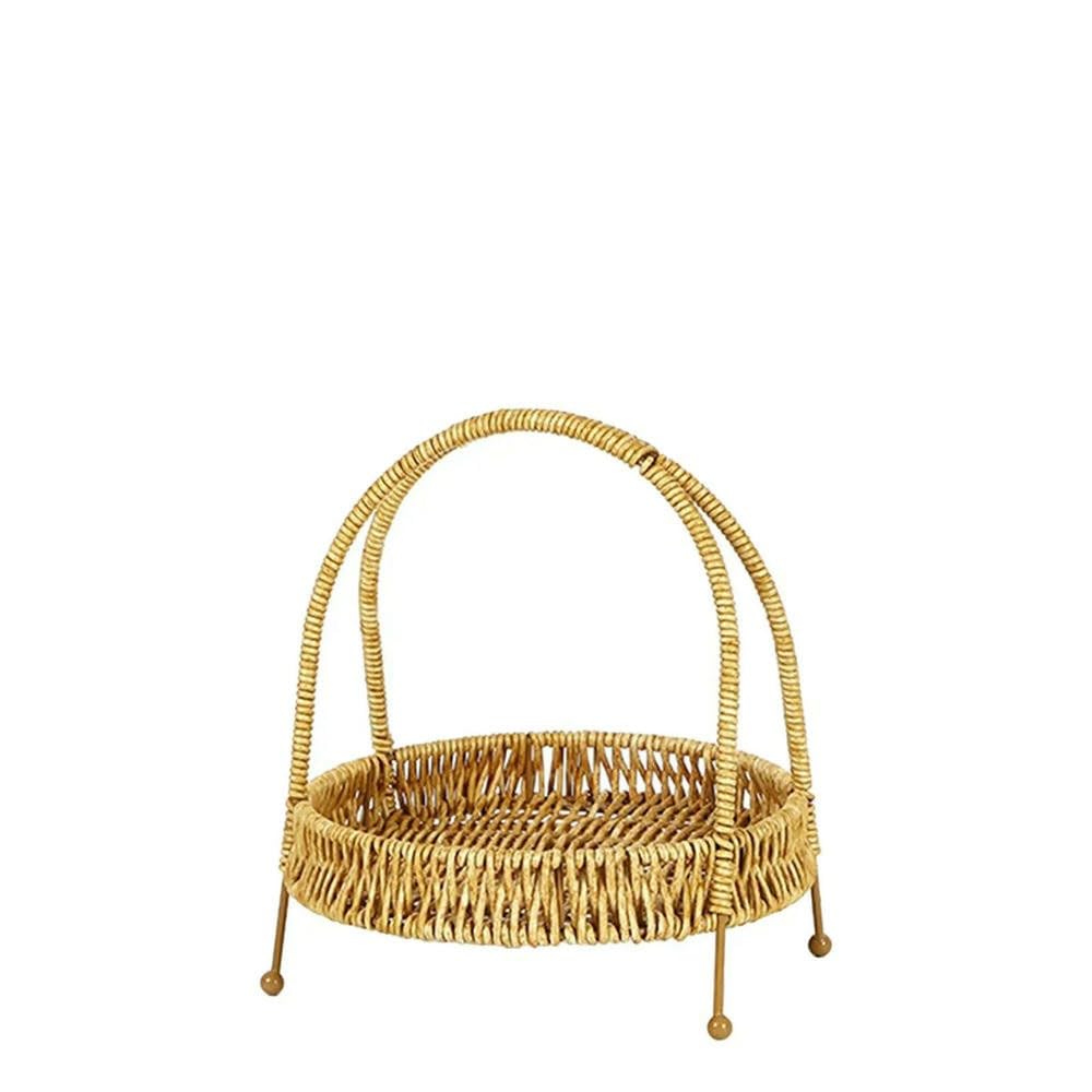Cesta para pan y verduras GLDFW de ratán sintético resistente con asa para servir con comodidad