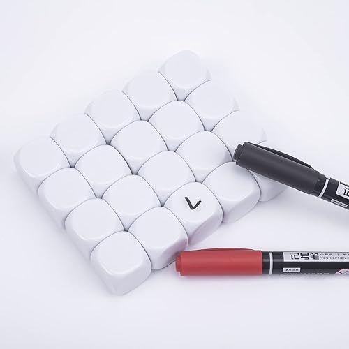 Miniatura 4 de Dados acrílicos de 0.787 pulgadas con superficie alisada de seis caras con esquinas redondeadas, cubos de dados blancos en blanco para juegos de