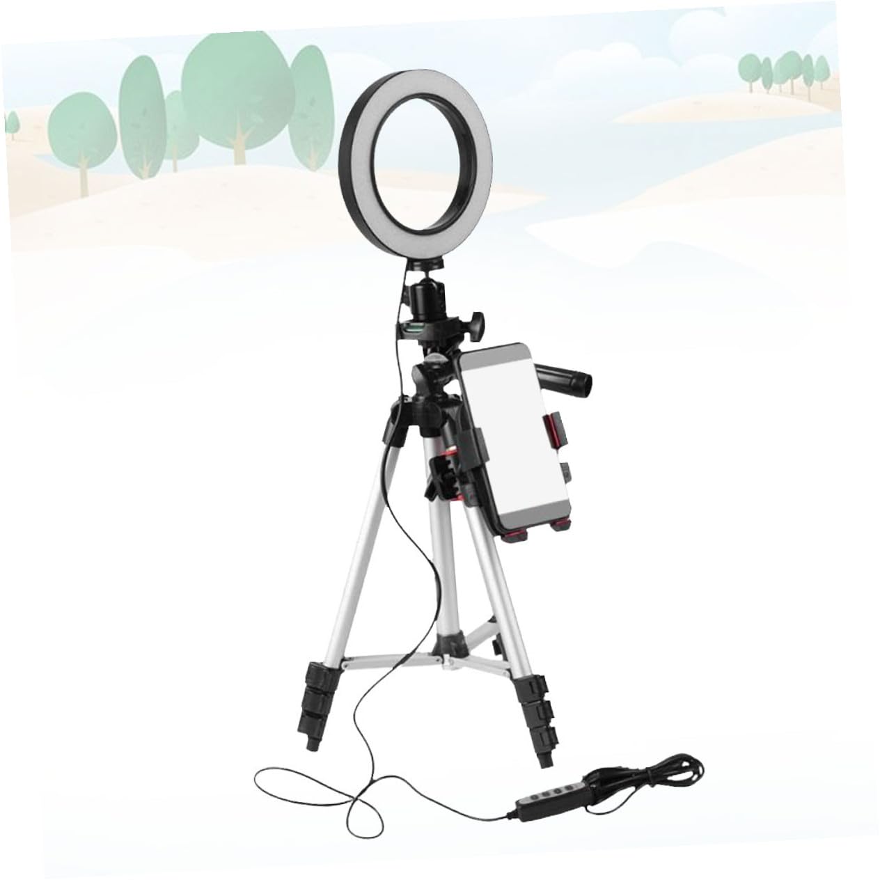 Hemobllo Luce Anello LED con Treppiede Leggero per Video Youtube Streaming Live e Trucco Mini Luce LED per Fotocamera Supporto per Telefono Cellulare Colore Casuale